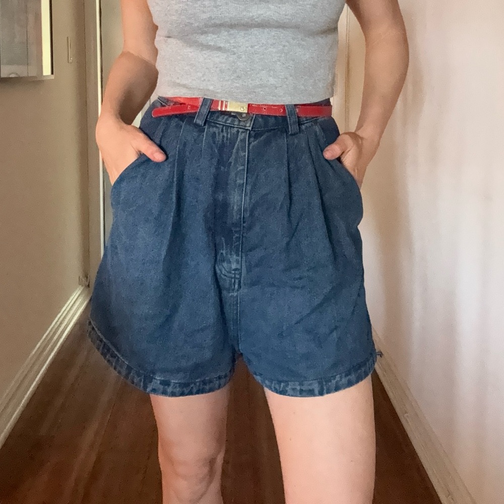 High waist denim shorts.